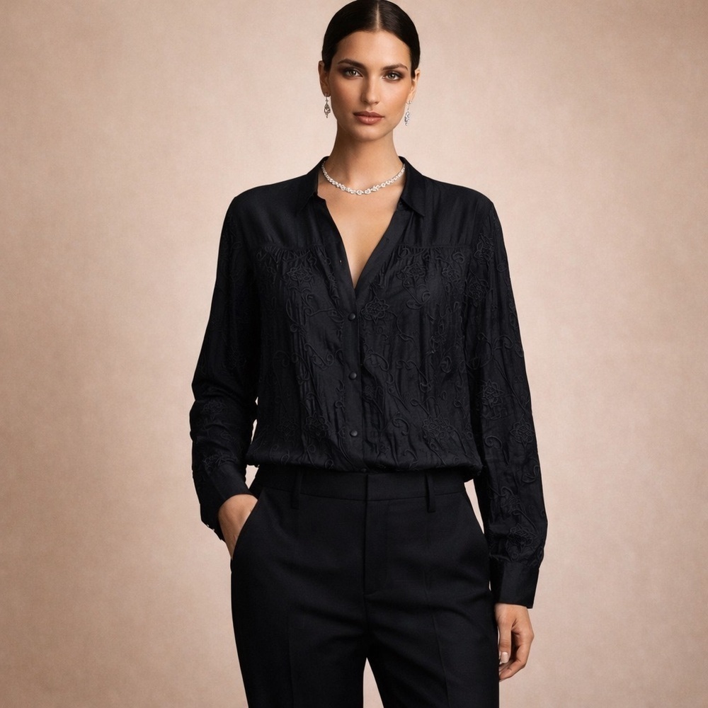Lucky Brand Black Button Down Shirt - Picture 1 of 6